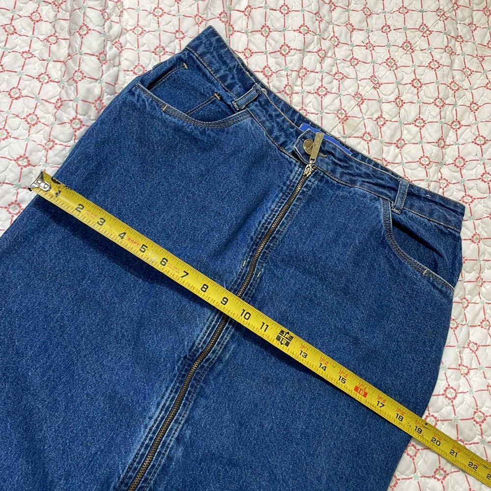 Titanium denim, pencil, asymmetric maxi skirt - Picture 8 of 10